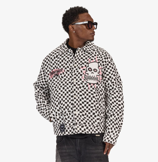 SUGARHILL "FLOATING" TRUCKER JACKET (BLACK/WHITE)