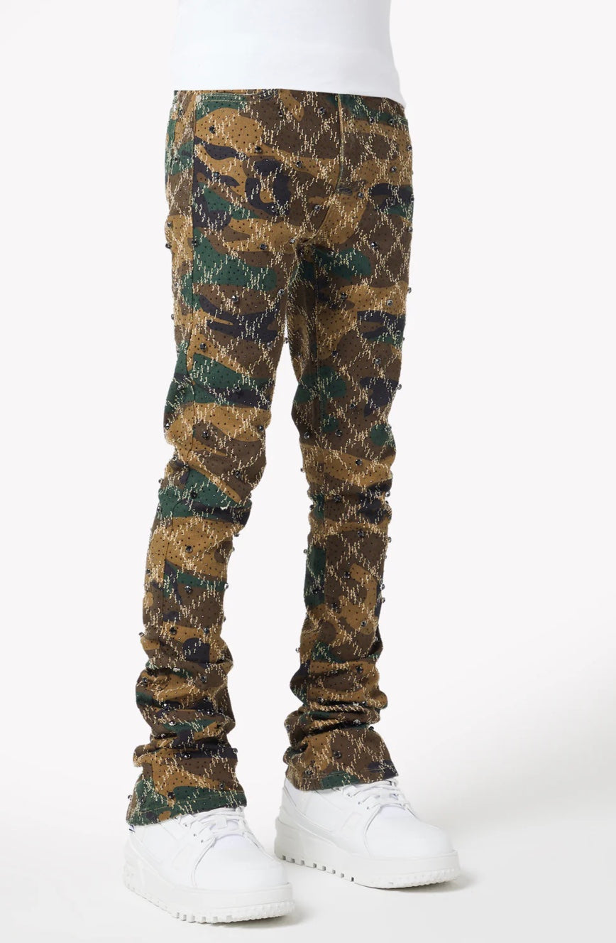 GUAPI Camo Embellished Denim