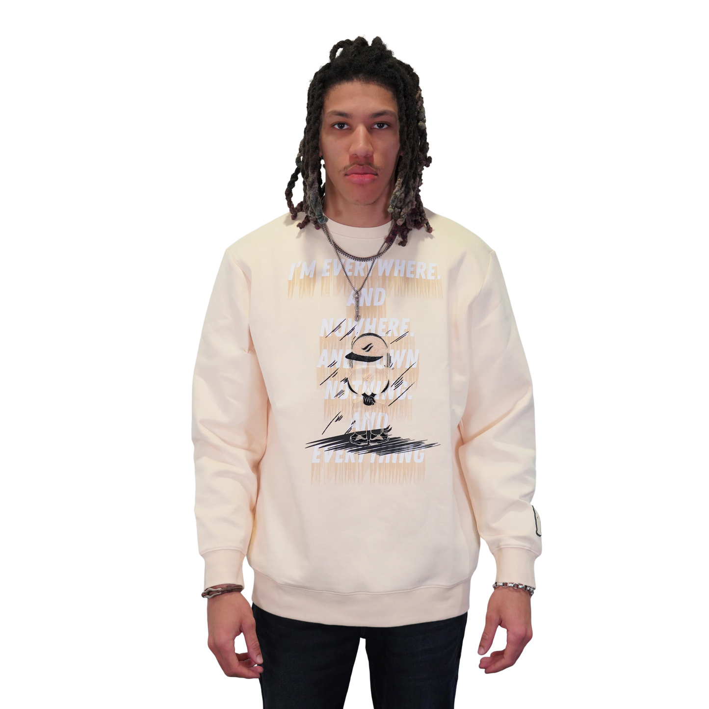 AL WISSAM "I'm Everywhere" Crewneck-Cream